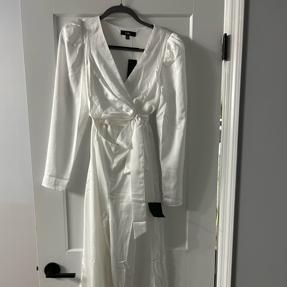 White satin jumpsuit